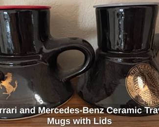 Ferrari and MercedesBenz Ceramic Travel Mugs with Lids