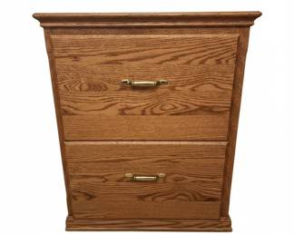 Vintage Industrial Mission Style Oak Wood Filing File Cabinet Drawer Brass