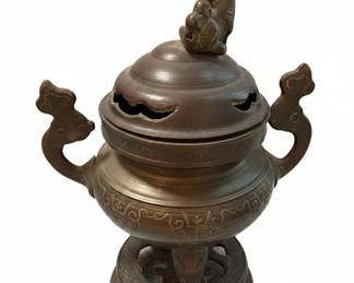 Antique Chinese Bronze Censer with Dragon Motif