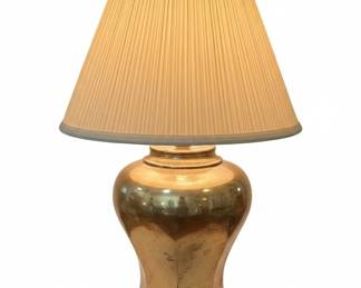 Frederick Cooper Hexagonal Brass Table Lamp with Pleated Shade