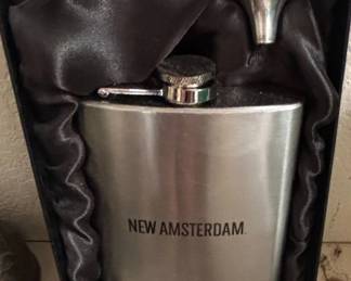 New Amsterdam Stainless Steel Flask with Funnel