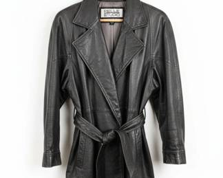 Pelle Studio Black Leather Trench Coat