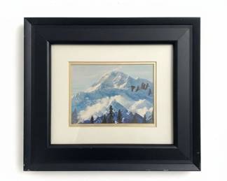 Mountain Landscape Framed Prints Set of Mt. Rainier and Denali Inspired