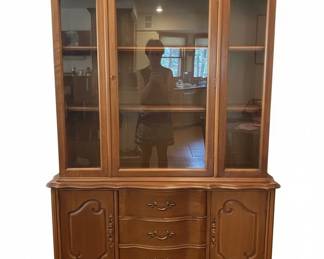 Vintage Bassett Furniture French Provincial China Cabinet and Buffet