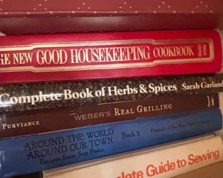 Cookbooks The New Good Housekeeping Cookbook, Complete Book of Herbs Spices, Webers Real Grilling, Around the World Around Our Town Book Recipes from San Pedro, and Readers Digest Complete Gui...