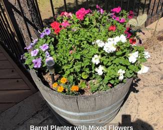 Barrel Planter with Mixed Flowers