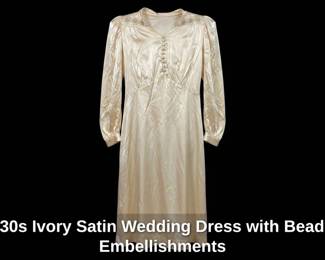 s Ivory Satin Wedding Dress with Beaded Embellishments