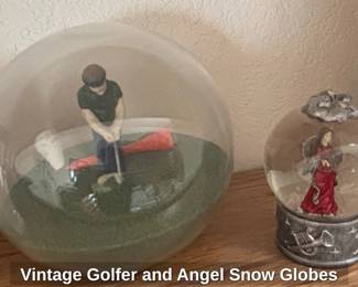 Vintage Golfer and Angel Snow Globes