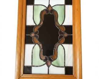Stained Glass Window Panel with Wood Frame