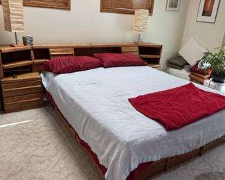 Danish Teak Platform Bed with Integrated Nightstands