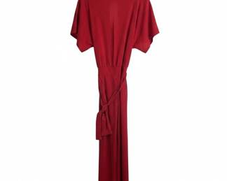 Womens Red Belted Jumpsuit