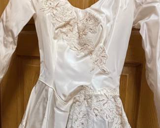 Vintage s Satin Wedding Dress with Beading and Lace Appliques second image