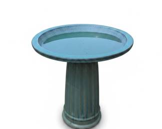 Glazed Ceramic Pedestal Bird Bath