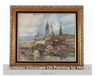 European Cityscape Oil Painting by Henry Schafer