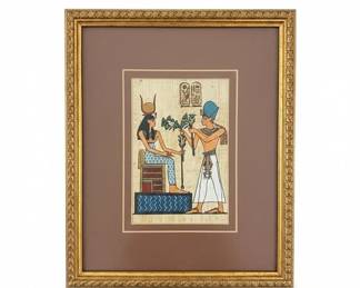 HandPainted Egyptian Papyrus Painting of Isis and Horus