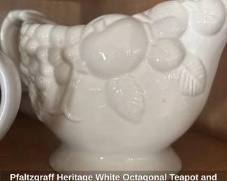 Pfaltzgraff Heritage White Octagonal Teapot and Coffee Pot Set fourth image