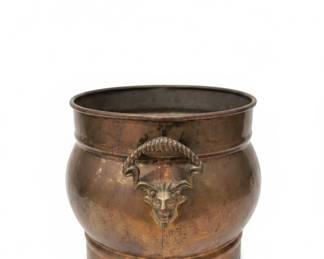 Copper Planter with Lion Head Handles and Paw Feet