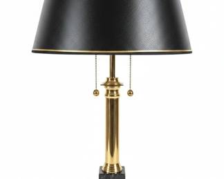 Vintage French Empire Brass  Italian Black Marble Column Table Lamp