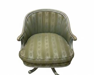 Vintage Louis XVI Style Bergere Swivel Armchair with Striped Upholstery