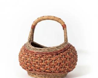 Woven Paper and Rattan Basket