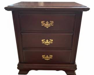 Brass Urn Table Lamp with Mahogany Drawer End Table second image