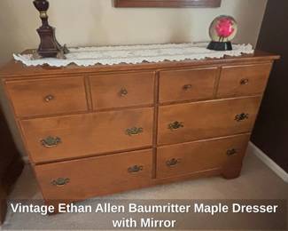 Vintage Ethan Allen Baumritter Maple Dresser with Mirror second image