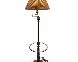 Vintage Floor Lamp with Glass Table and Ornate Metal Base
