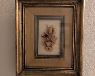 Framed Dried Flower and Butterfly Arrangement