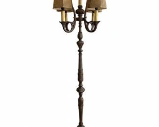 Vintage Ornate Metal Candelabra Floor Lamp