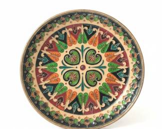 Cloisonn Decorative Plate with Floral Motif