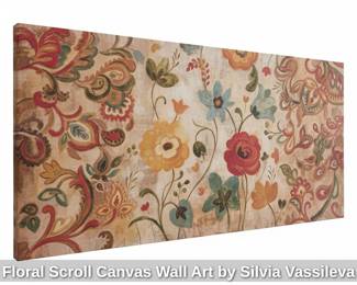 Floral Scroll Canvas Wall Art by Silvia Vassileva