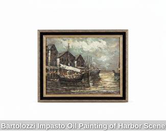 Bartolozzi Impasto Oil Painting of Harbor Scene