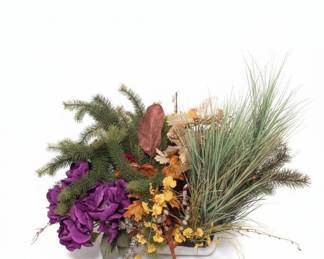 Artificial Fall Floral Arrangement with Pine and American Flag Accent