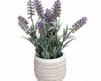 Artificial Lavender Plant in Textured Pot