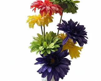 Artificial Gerbera Daisy Arrangement in White Vase