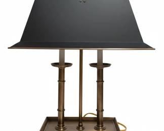 Vintage Brass Bankers Lamp with Black Tole Shade