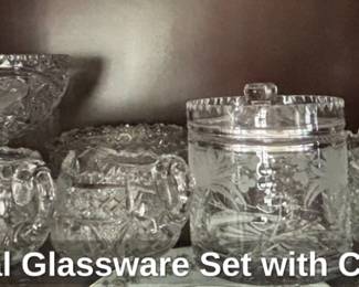 Cut Crystal Glassware Set with Candlestick