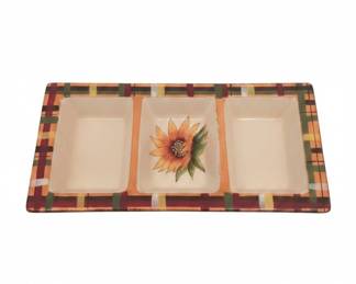 Certified International Sunflower  Plaid Part Serving Tray