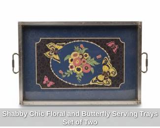 Shabby Chic Floral and Butterfly Serving Trays Set of Two second image