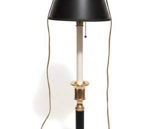 Brass and Black Candlestick Table Lamp with Black Shade