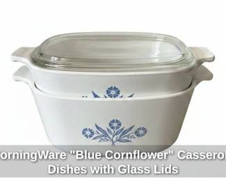CorningWare Blue Cornflower Casserole Dishes with Glass Lids