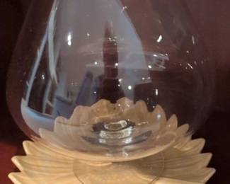 Glass Brandy Snifter with Sunflower Ceramic Base