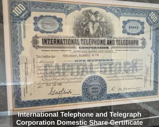 International Telephone and Telegraph Corporation Domestic Share Certificate second image