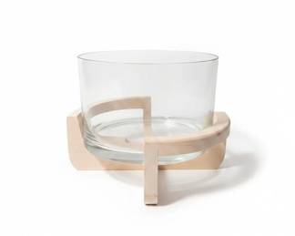 Glass Hurricane Candle Holder with Wooden Base