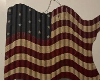 Corrugated Metal American Flag Wall Decor