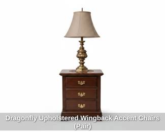Dragonfly Upholstered Wingback Accent Chairs Pair third image