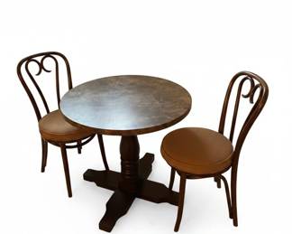 Vintage French Style Bistro Set with Two Chairs
