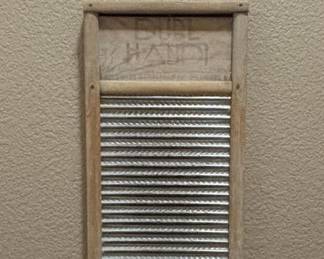 Vintage Dubl Handi Washboard with Decorative LAUNDRY Sign