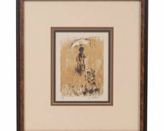 J. Lalanne A.P. Print with Figures and Umbrella