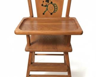 Vintage Wooden High Chair with Drummer Boy Decal